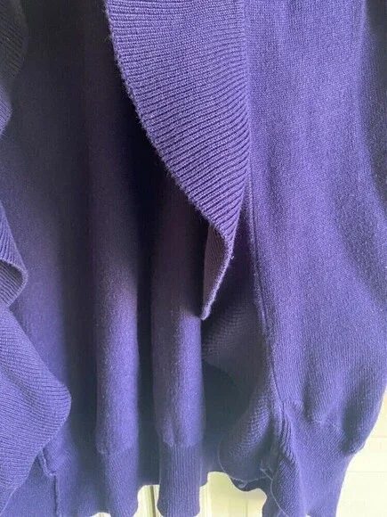 Linda Matthews Women’s Open Ruffled Long Line‎ Cardigan Sweater Sz M - Picture 4 of 6